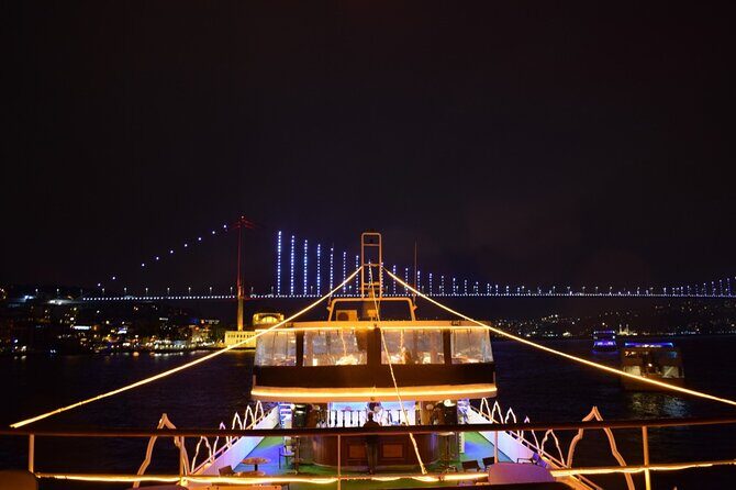 Bosphorus Dinner Cruise with Folk Dance and Live Performances - Dolmabahçe Palace at night: the classic Istanbul opening scene